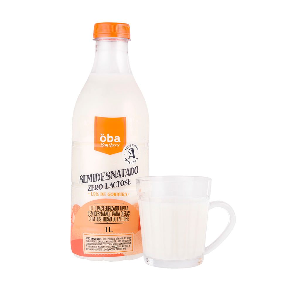 Leite Semidesnatado Zero Lactose Oba Bem Querer 1 L