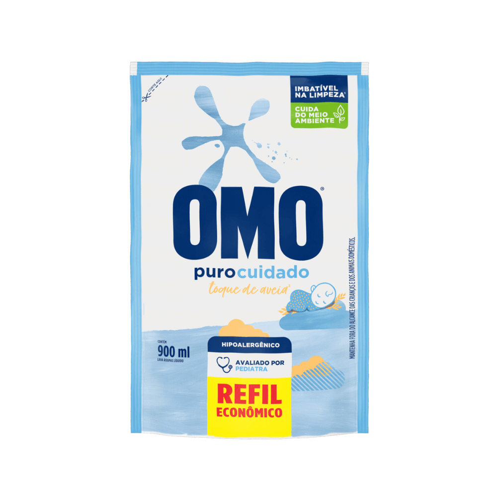 Lava Roupas Omo Puro Cuidado 900ml